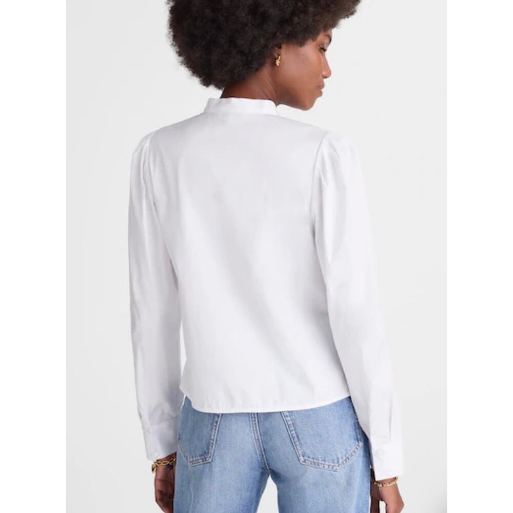 Madewell Puff-Sleeve Button-Up Shirt White Cotton Blouse XS NWT - Picture 2 of 10